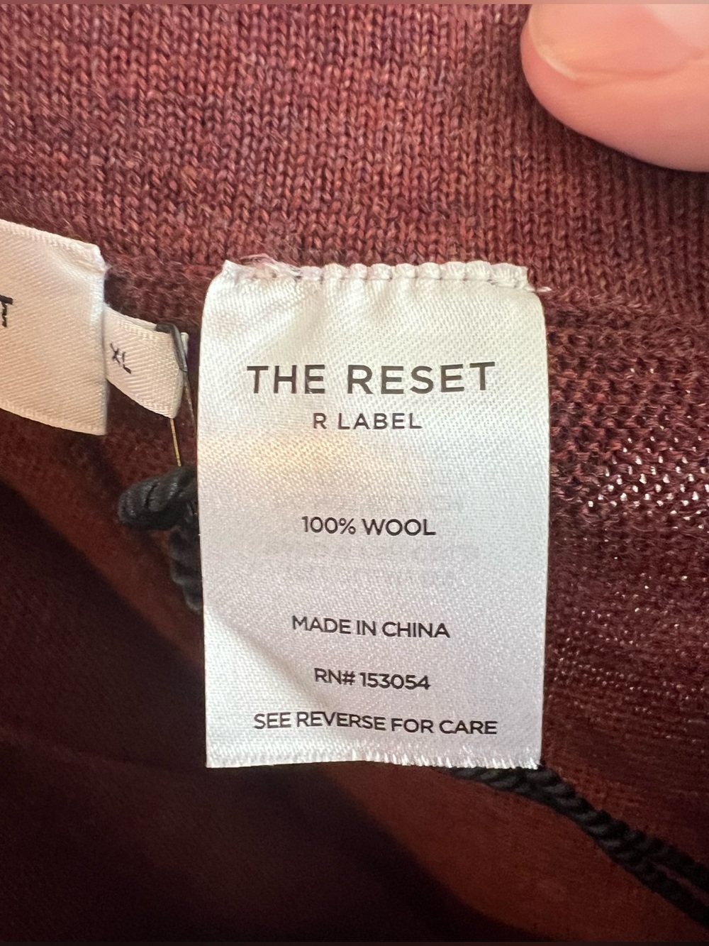 The Reset R Label 100% Wool Essential Knit Pants Wide Leg Burgundy Red Sz XL NWT - Picture 10 of 11